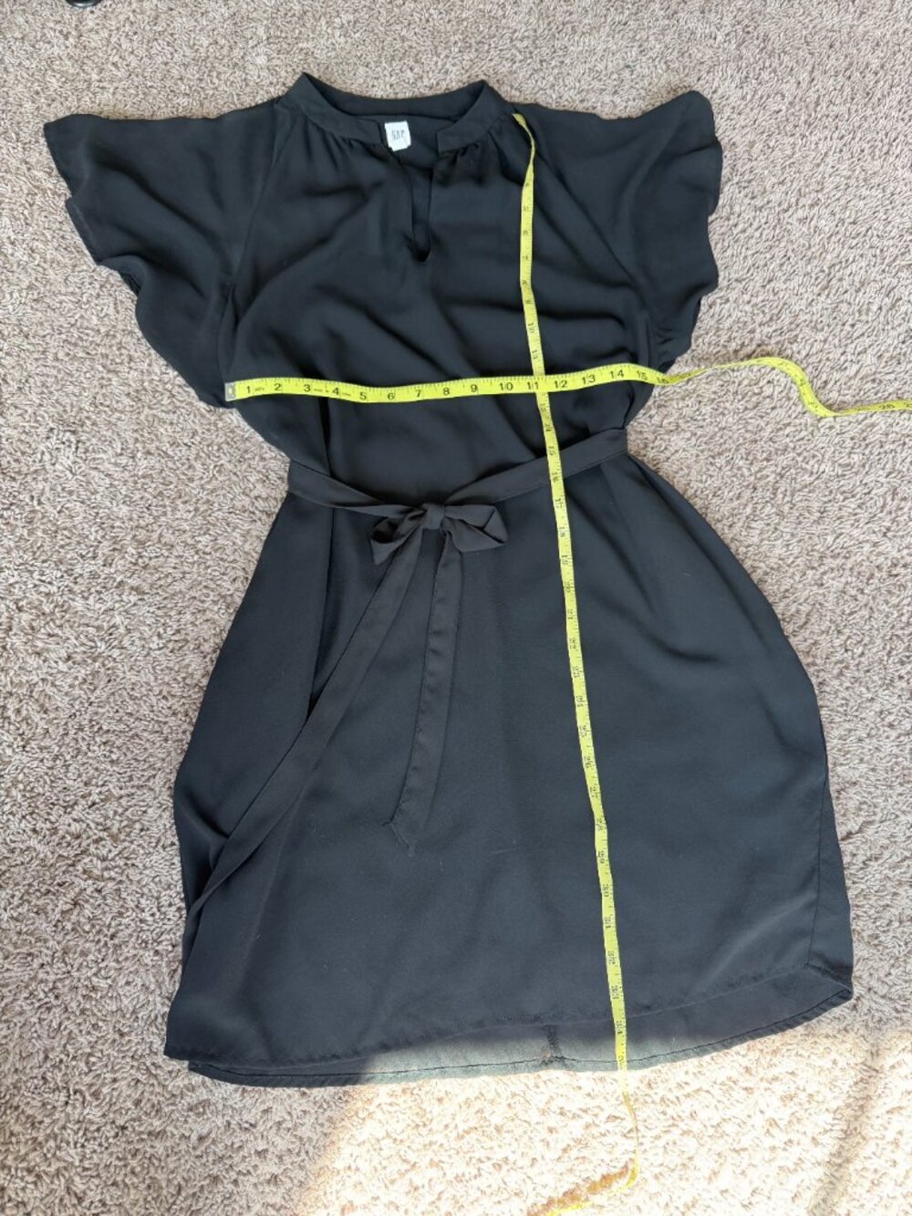 EUC Gap Black Flutter Sleeve Tie Waist Dress XS